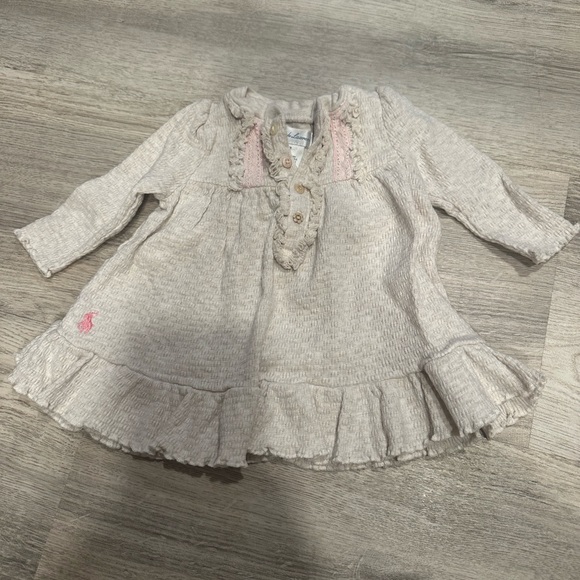 Long-Sleeve Baby Dress with Pink Accents - Picture 1 of 2